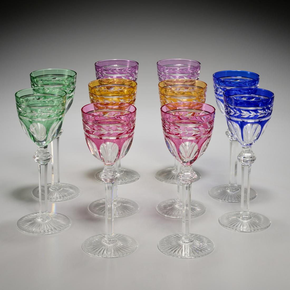 (10) Baccarat 'Jonzac' colored Rhine glasses (1 of 7)