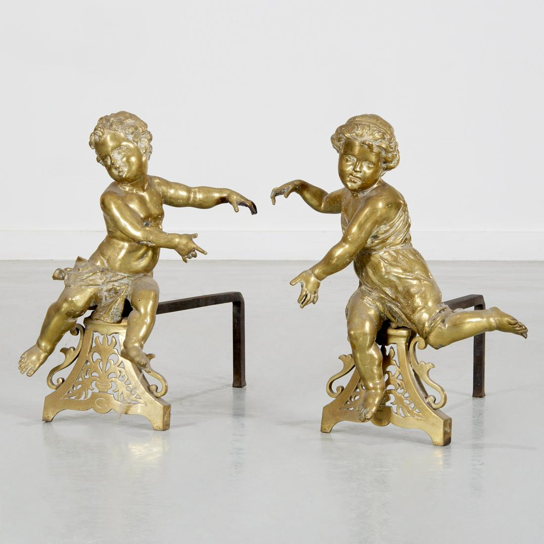 Pair large Napoleon III cherub chenets (1 of 6)