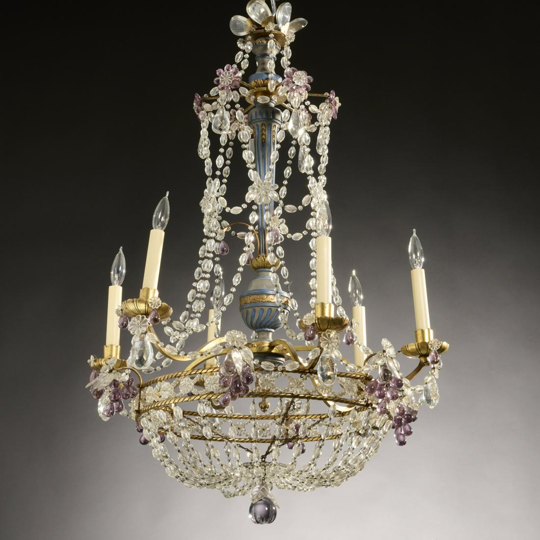 Italian Neo-Classic tole and crystal chandelier (1 of 7)
