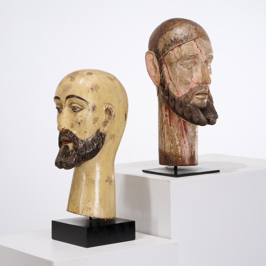 (2) life-size Spanish Colonial Santo heads (1 of 6)