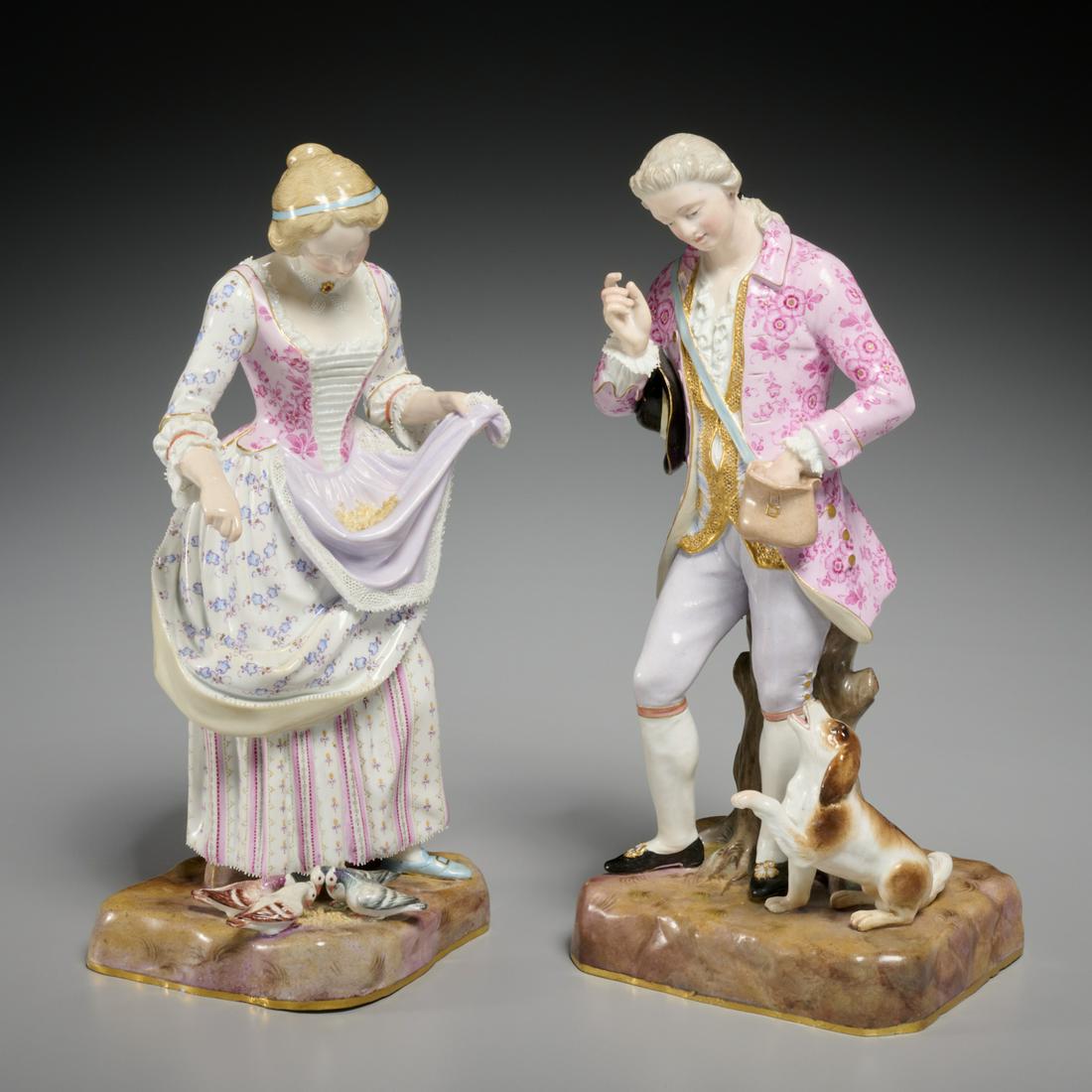 Pair large Meissen porcelain figures (1 of 10)