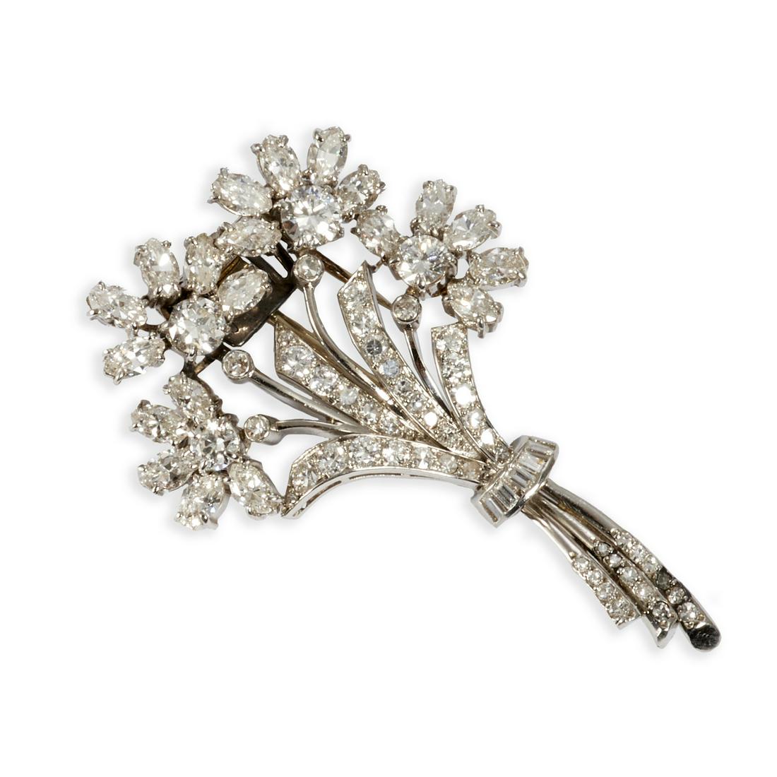 Platinum & diamond flower brooch (1 of 7)
