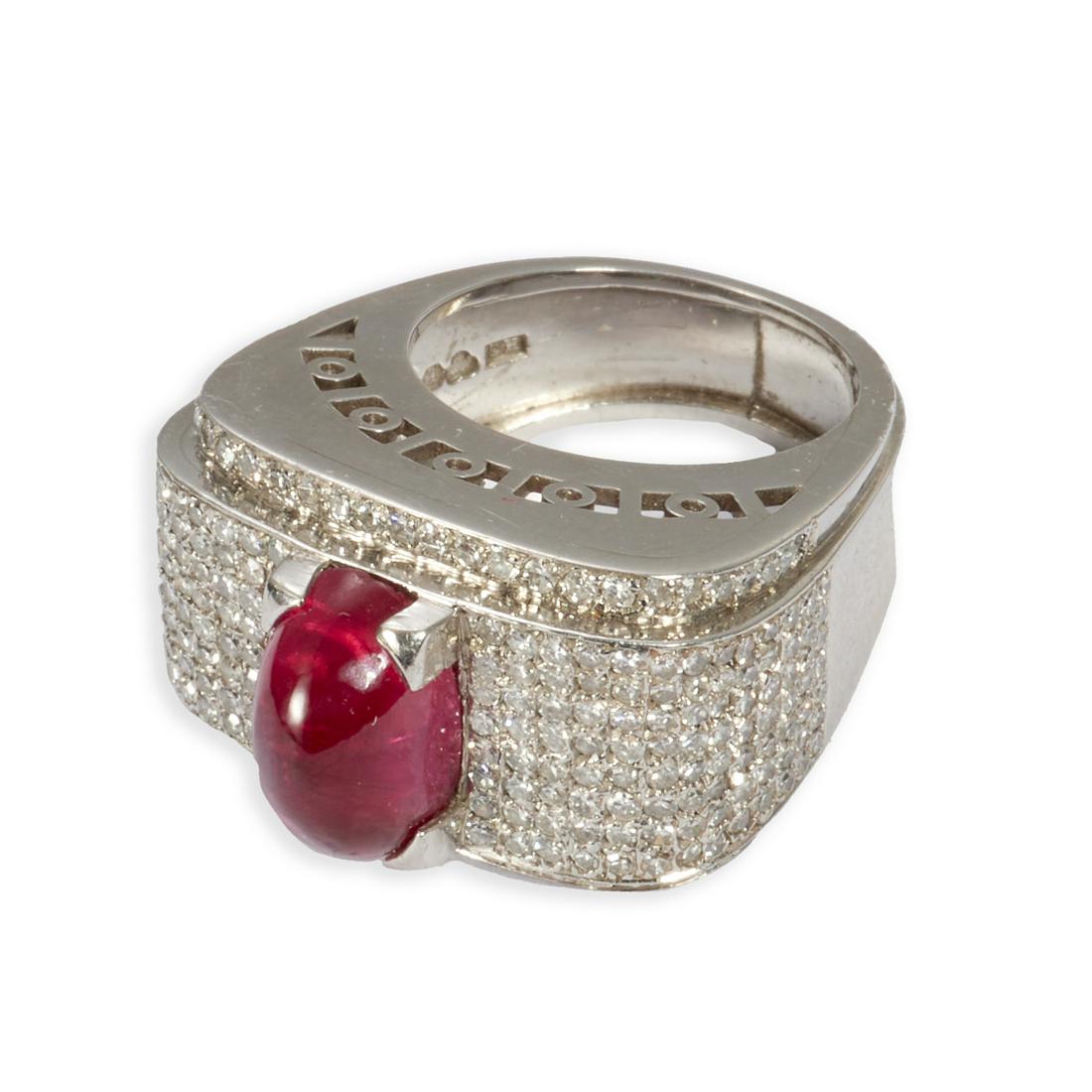 Hugo Stromhdahl platinum, diamond & ruby ring (1 of 4)