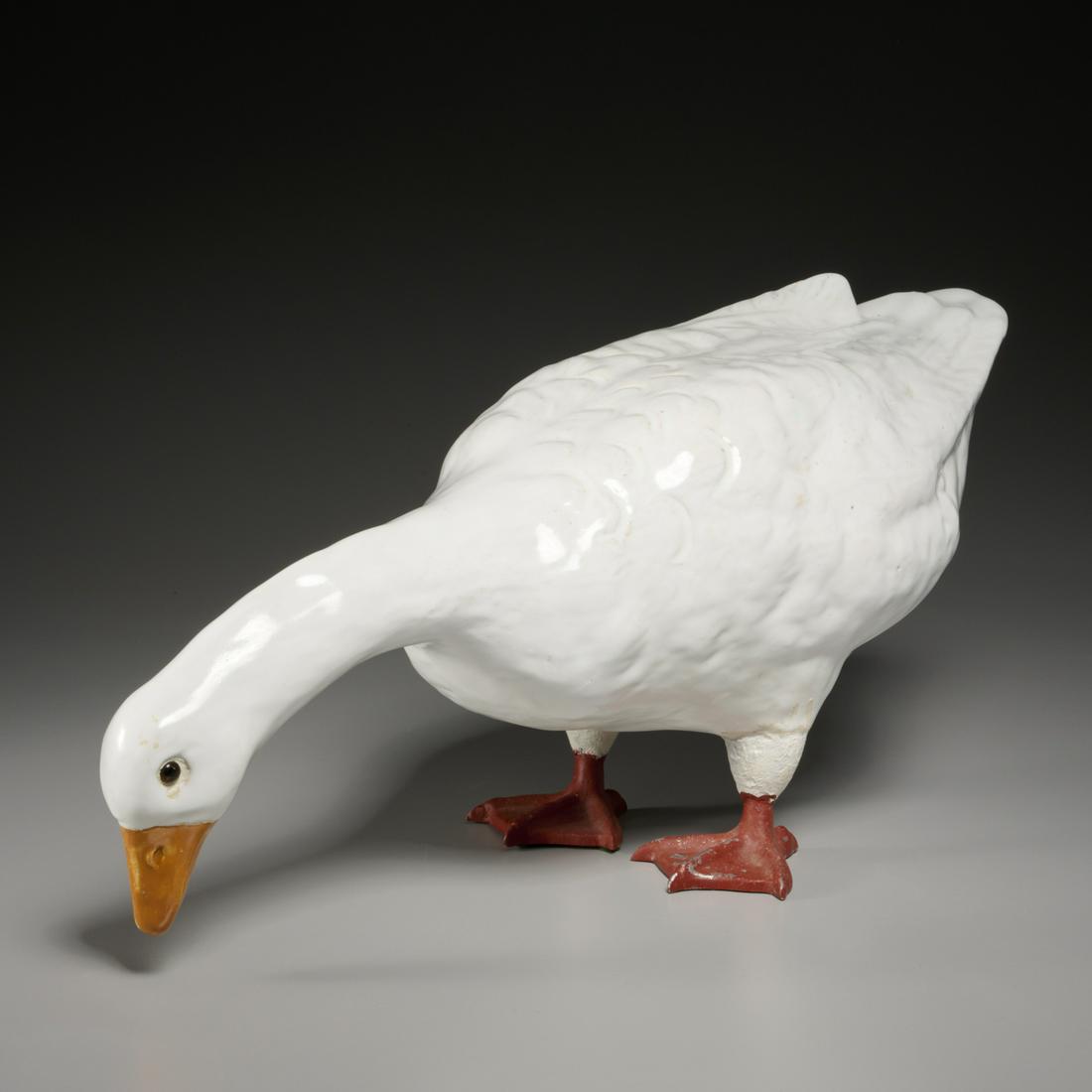 Large French glazed ceramic model of a goose (1 of 7)