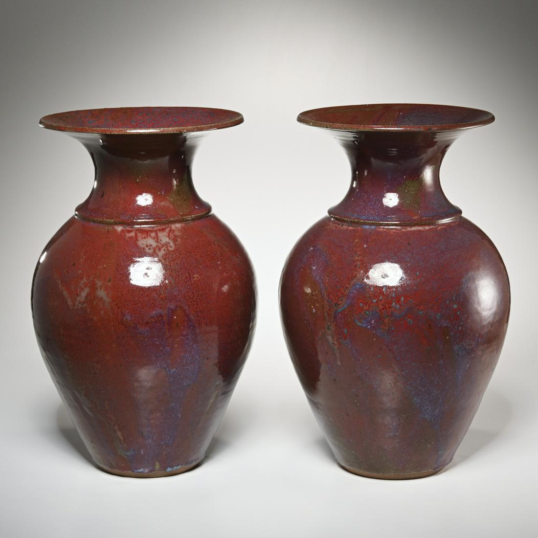 Walter Yovaish, pair studio pottery vases (1 of 8)