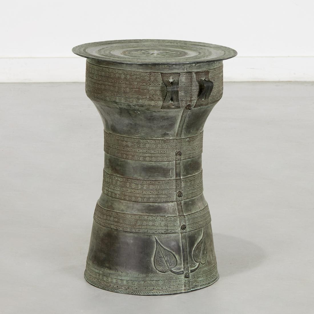 Cambodian rain drum style bronze side table (1 of 6)