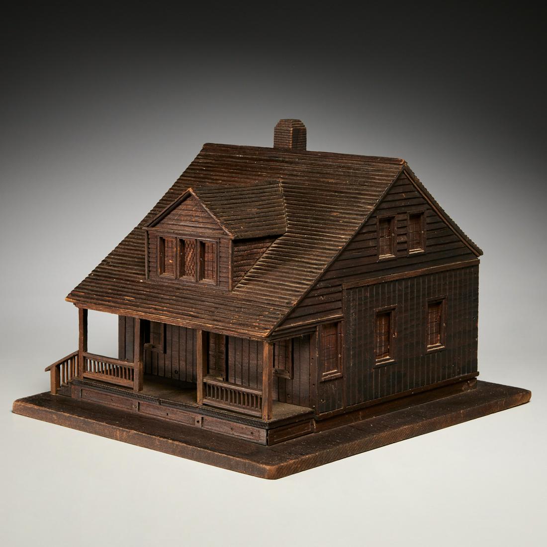Antique English pine model of a cottage (1 of 6)