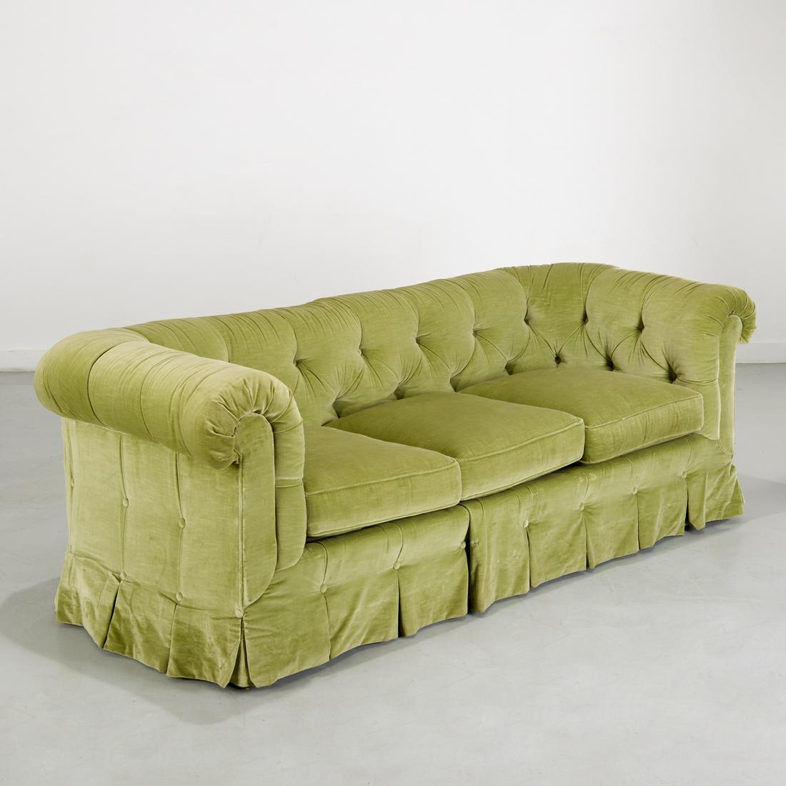 Baker green button tufted sofa (1 of 8)