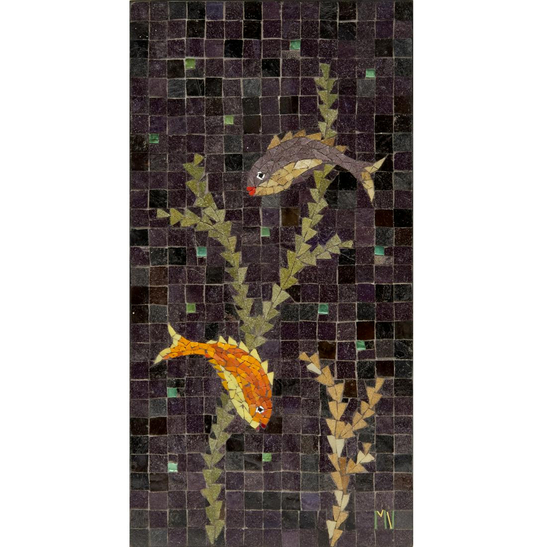 MCM aquatic-themed glass mosaic wall hanging (1 of 5)