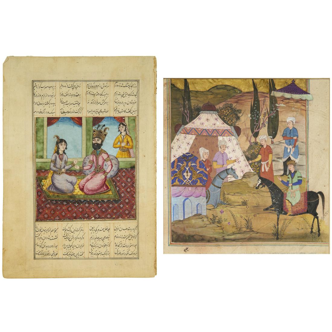 Indo-Persian School, (2) gouache paintings (1 of 6)