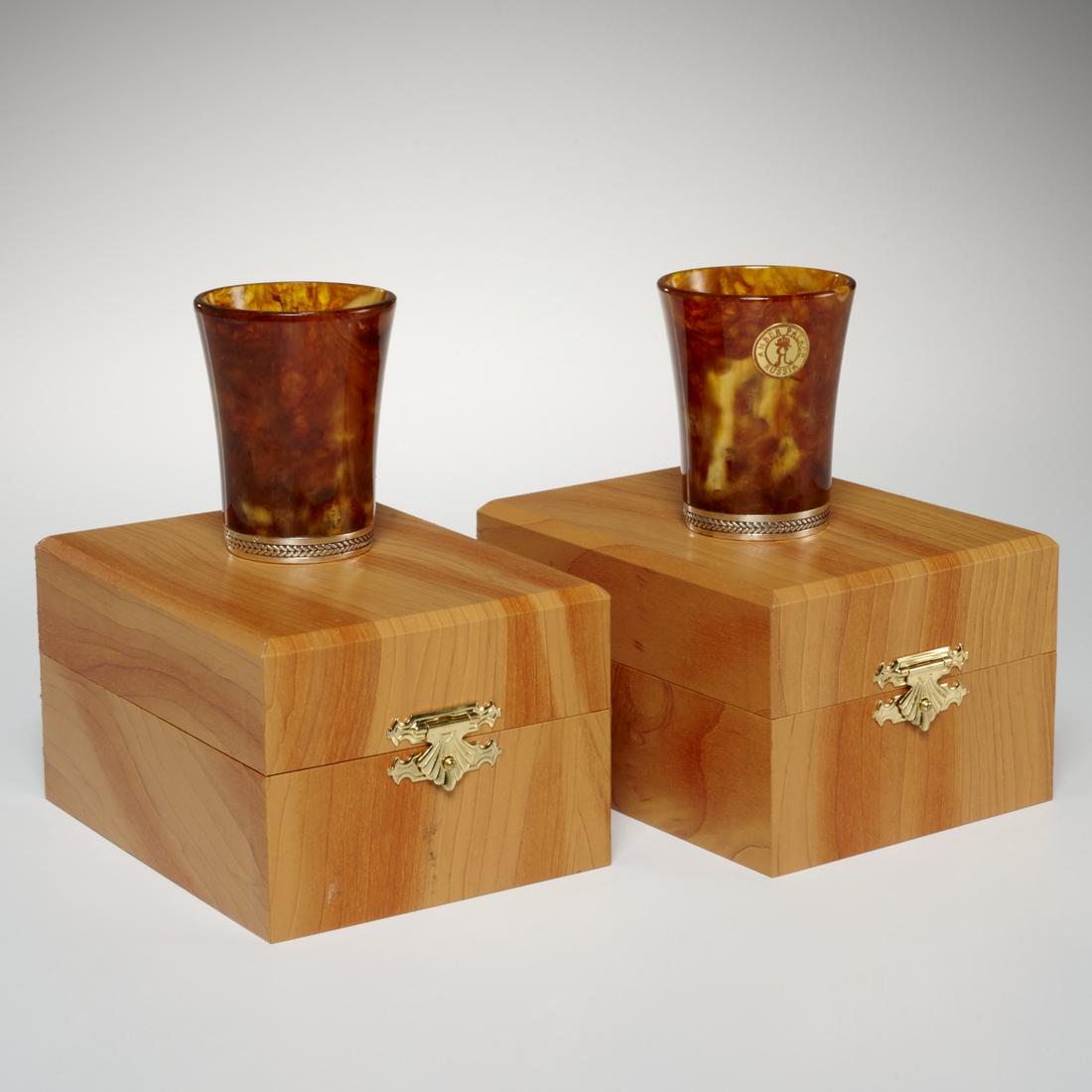 (2) Russian amber and .875 silver cups (1 of 9)