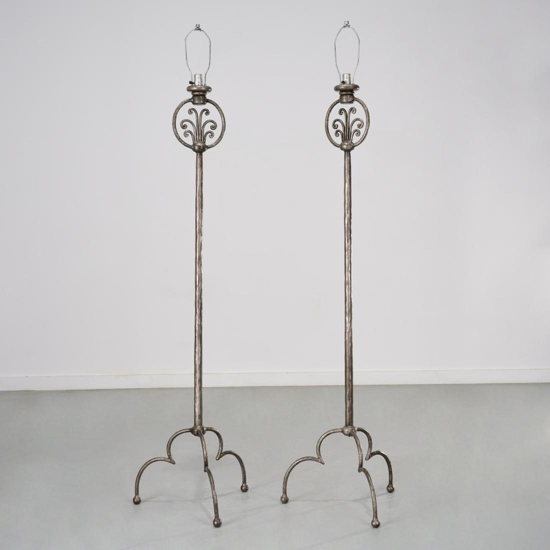 Pair Edgar Brandt style modern iron floor lamps (1 of 5)