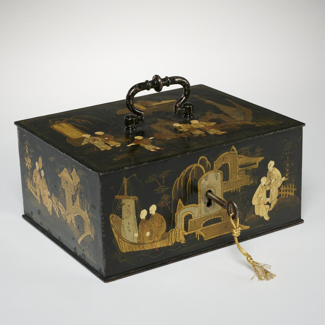 Antique Chinoiserie lacquer strong box (1 of 7)