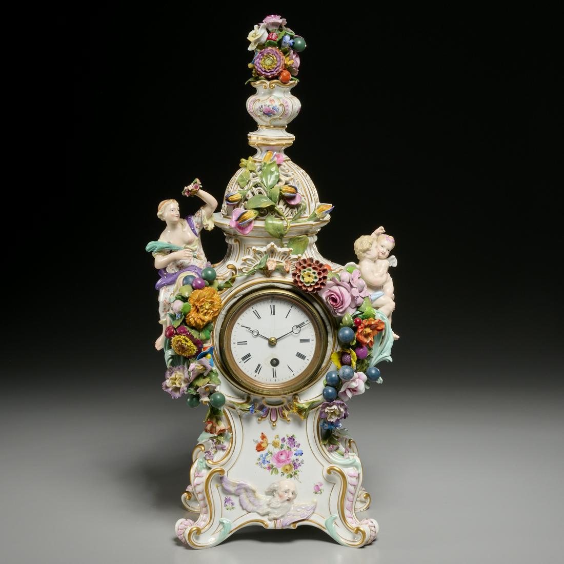 Antique Meissen porcelain mantel clock (1 of 14)