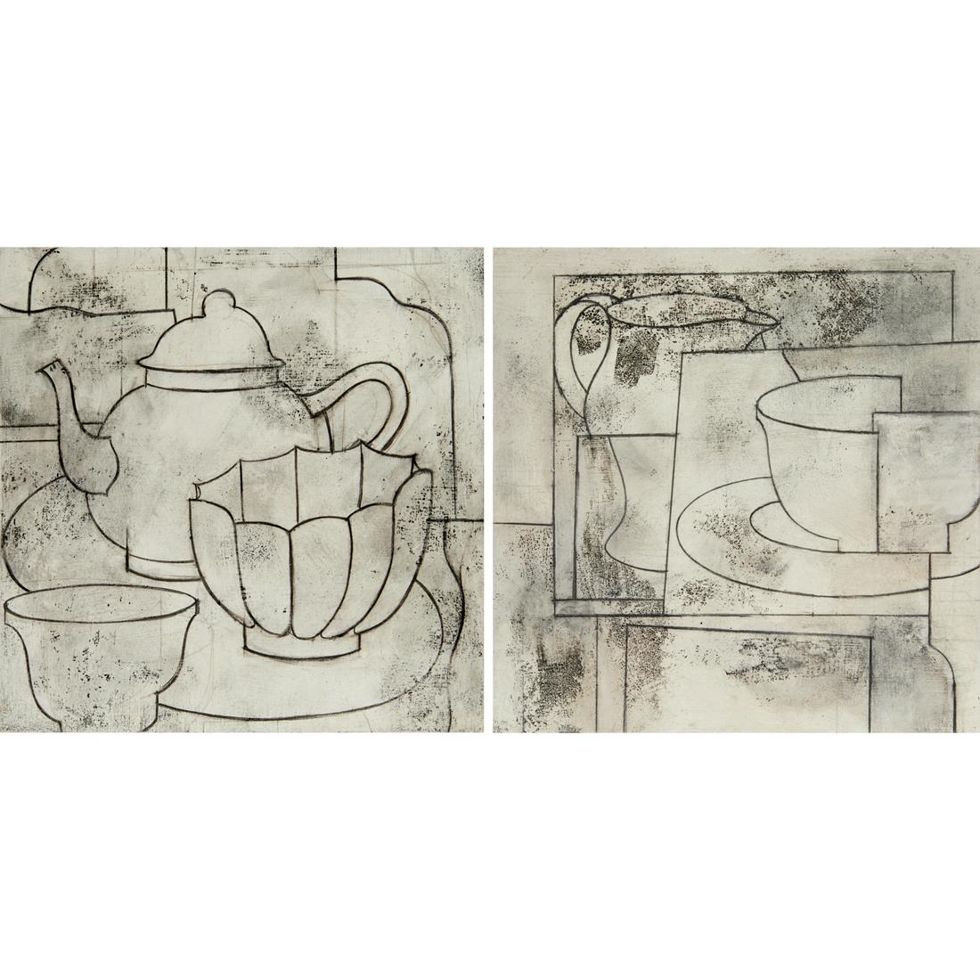 Louis Fox, (2) mixed media artworks, 1989 (1 of 6)