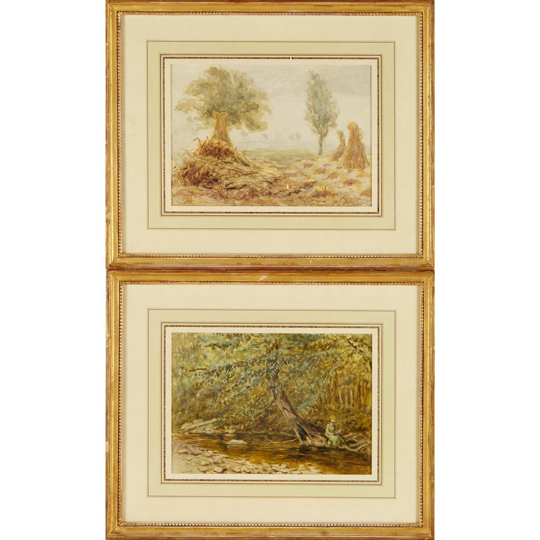 Otto Heinigke, (2) watercolors on paper (1 of 6)