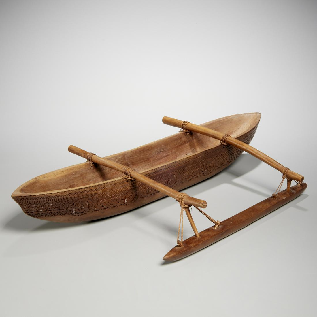 Vintage Polynesian outrigger canoe model (1 of 7)