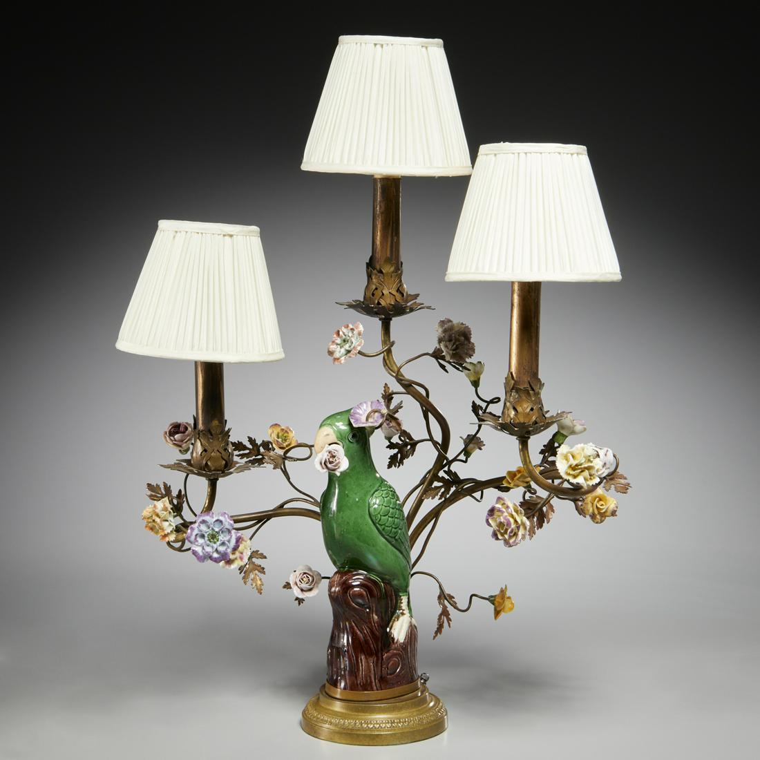 Franco-Chinese parrot candelabrum lamp (1 of 7)