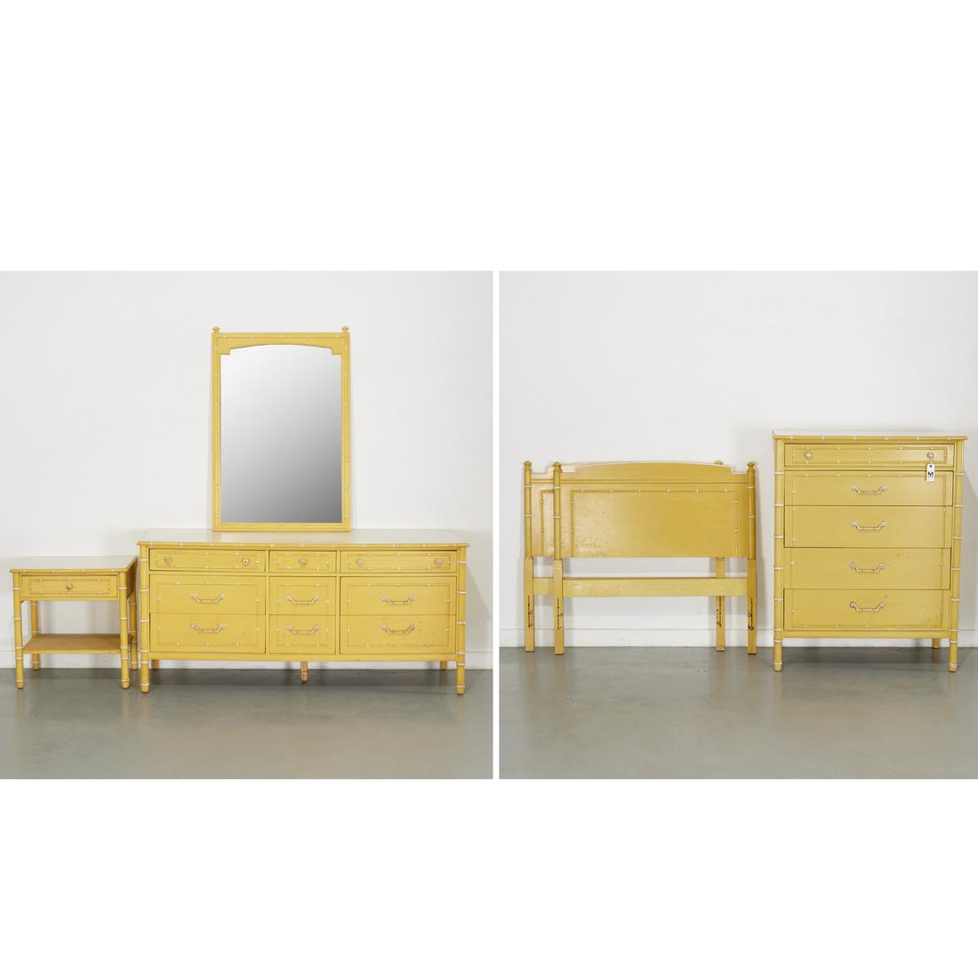 Thomasville painted faux bamboo bedroom set (1 of 9)