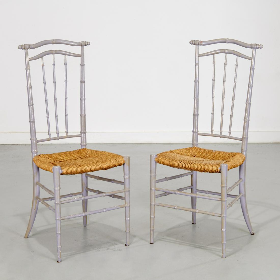 Pair bamboo turned Chiavari style side chairs (1 of 6)