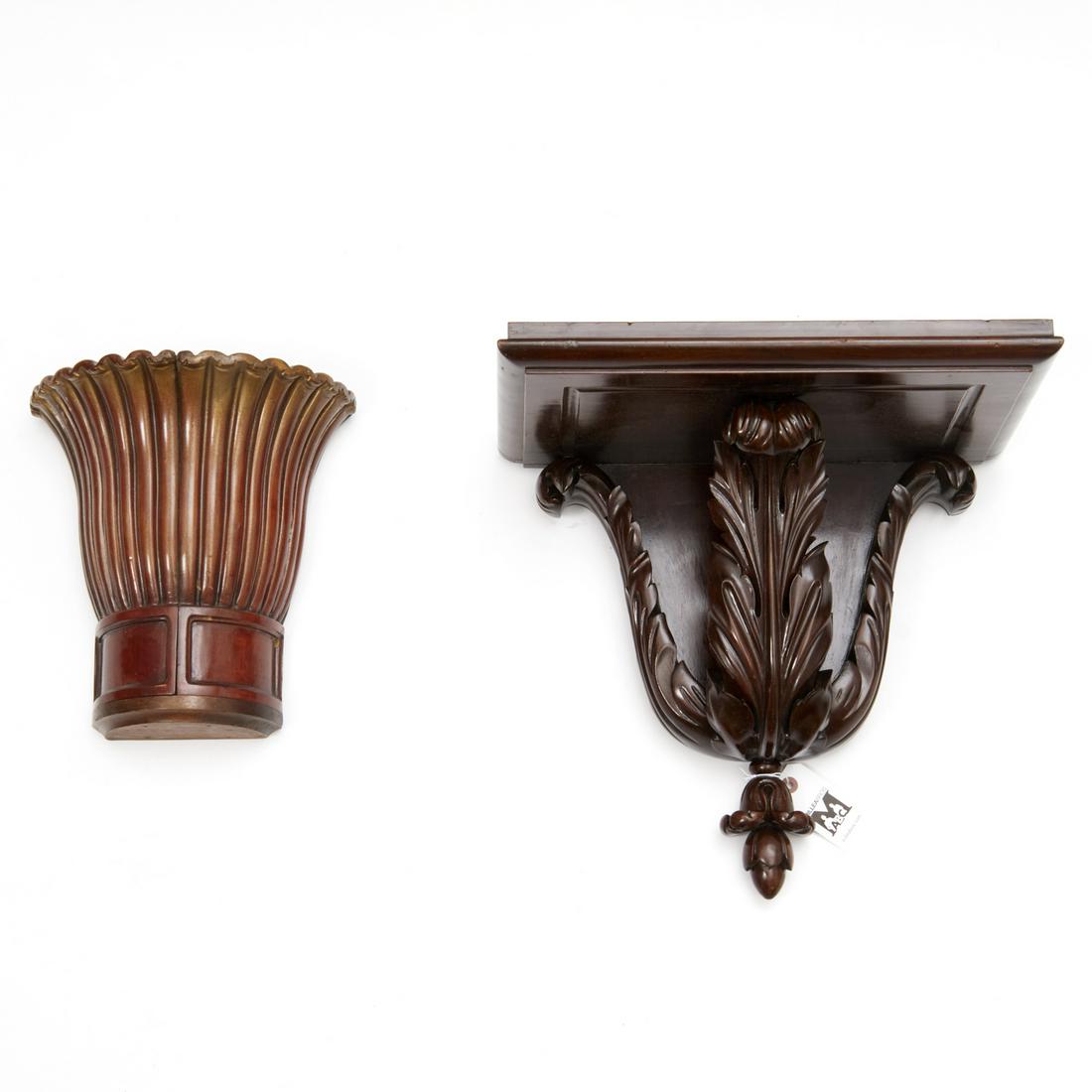Edwardian carved wood bracket and wall pocket (1 of 6)