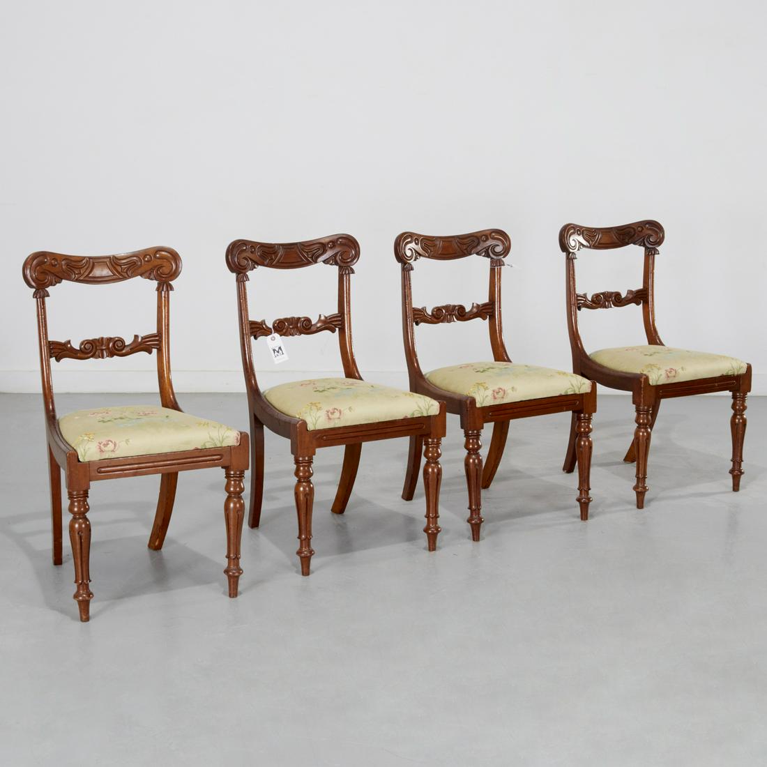 Set (4) Louis Philippe dining chairs, stamped 'TN' (1 of 7)