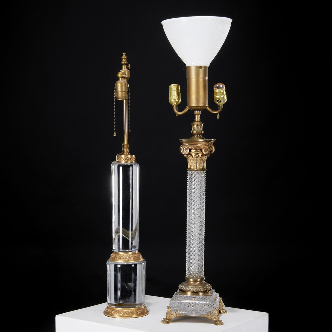 (2) Neo-Classical style glass column table lamps (1 of 5)