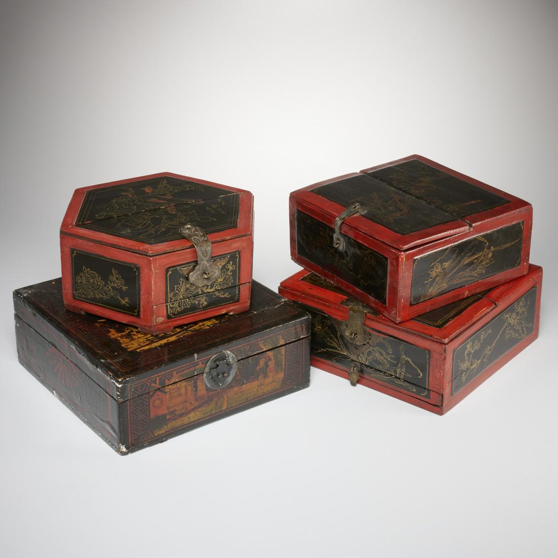 Group (4) Japanese lacquer boxes (1 of 7)