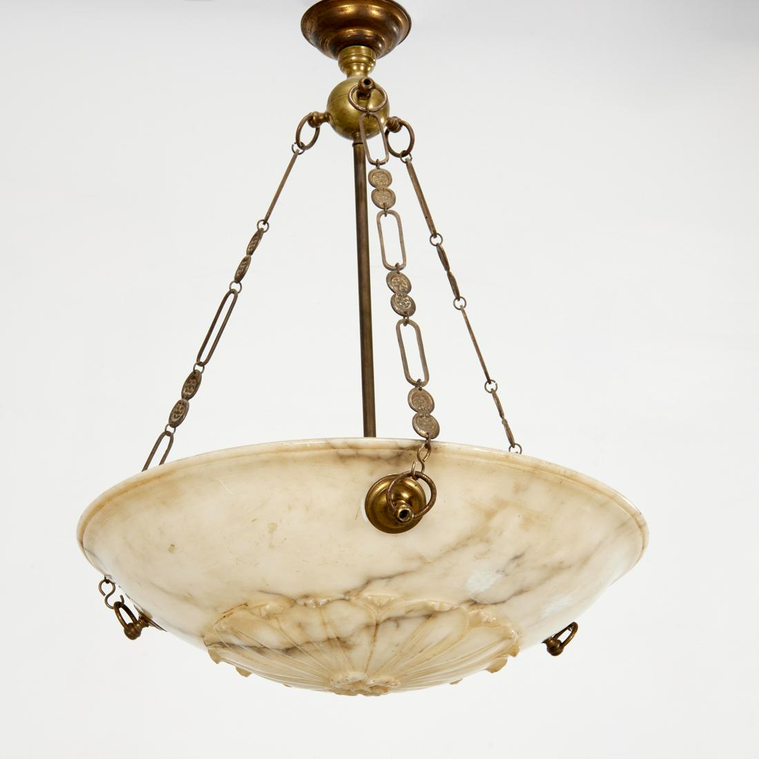 Italian carved alabaster bowl pendant chandelier (1 of 5)