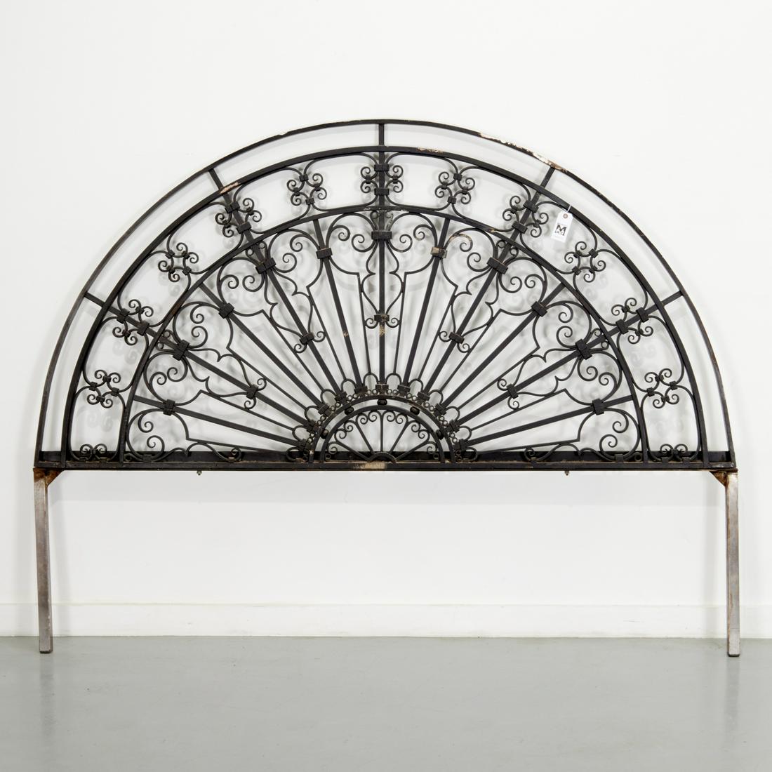 Architectural wrought iron grate king headboard (1 of 5)