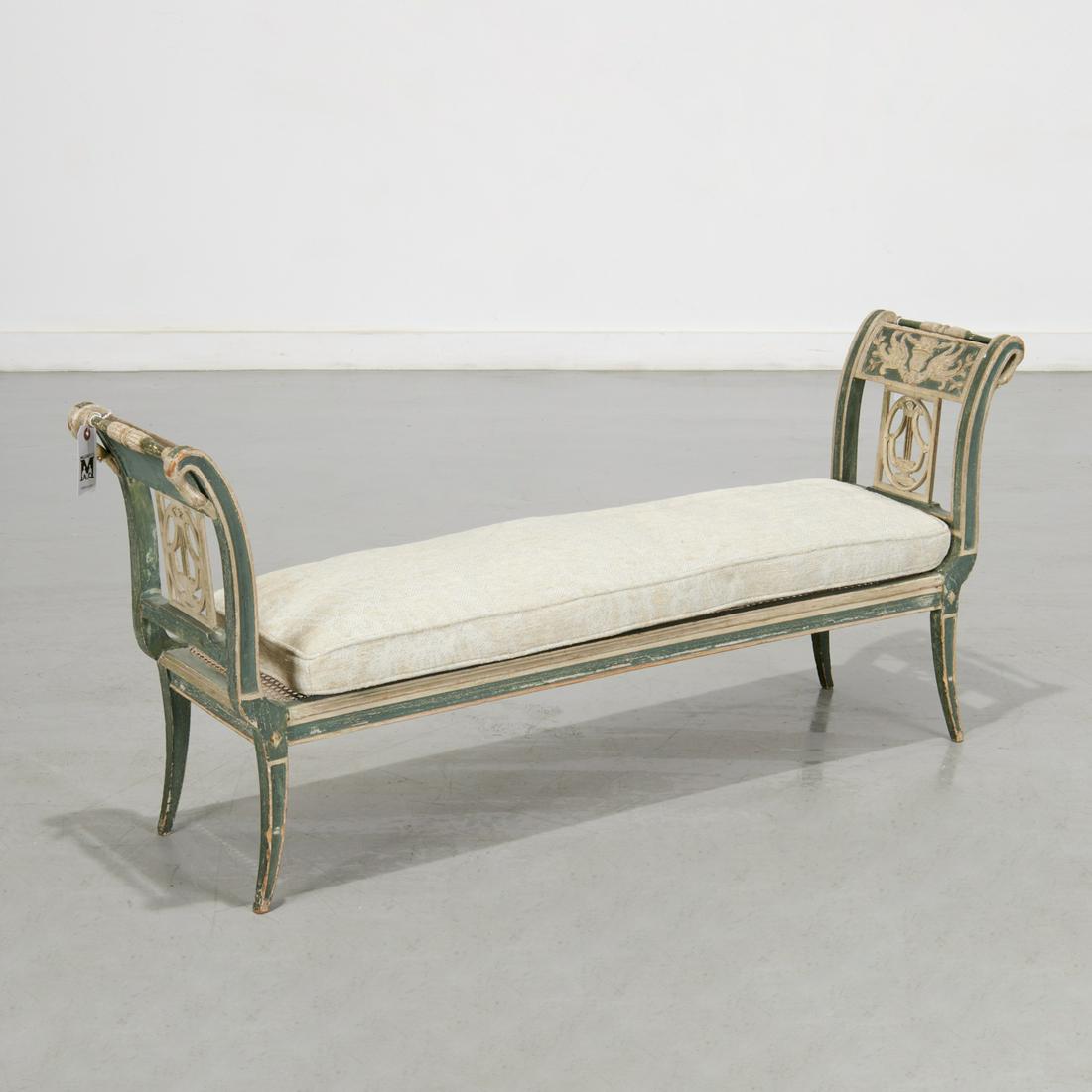 Nice Gustavian style carved, painted low bench (1 of 5)