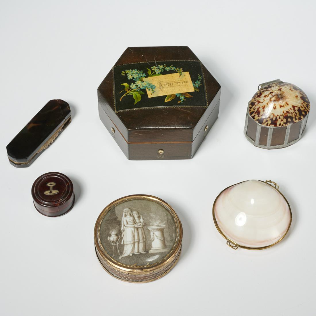 Group (6) small antique boxes (1 of 8)