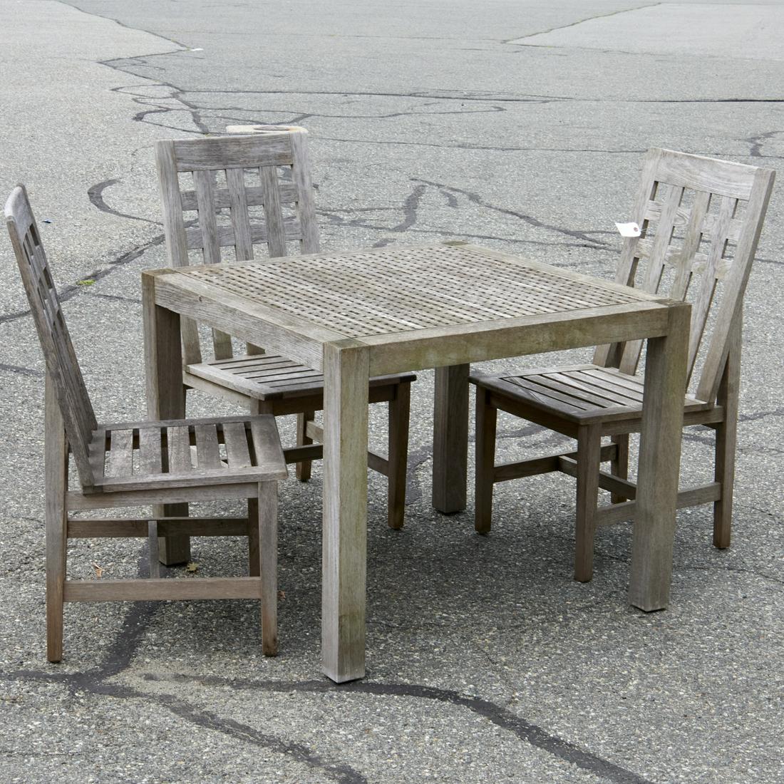 Summit teak outdoor dining table and (3) chairs (1 of 7)