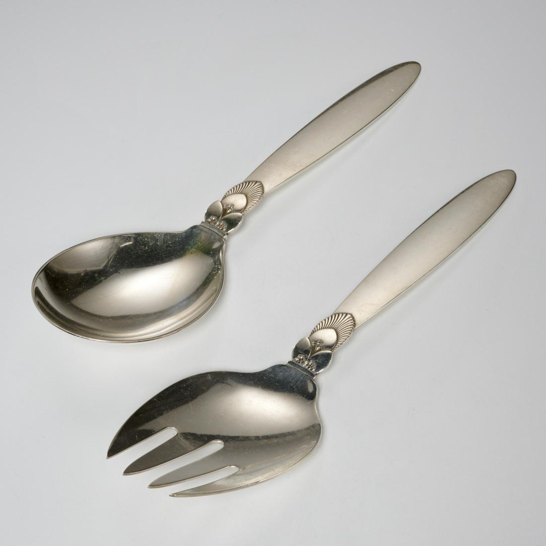 Georg Jensen, sterling 'Cactus' salad serving set (1 of 6)