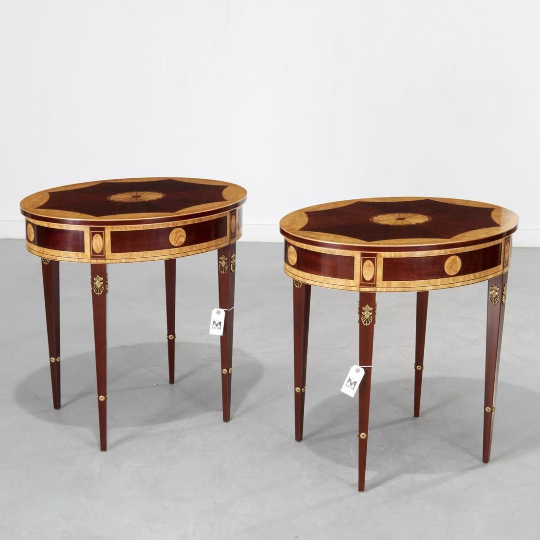 Pair Kindel Masterworks inlaid side tables (1 of 7)