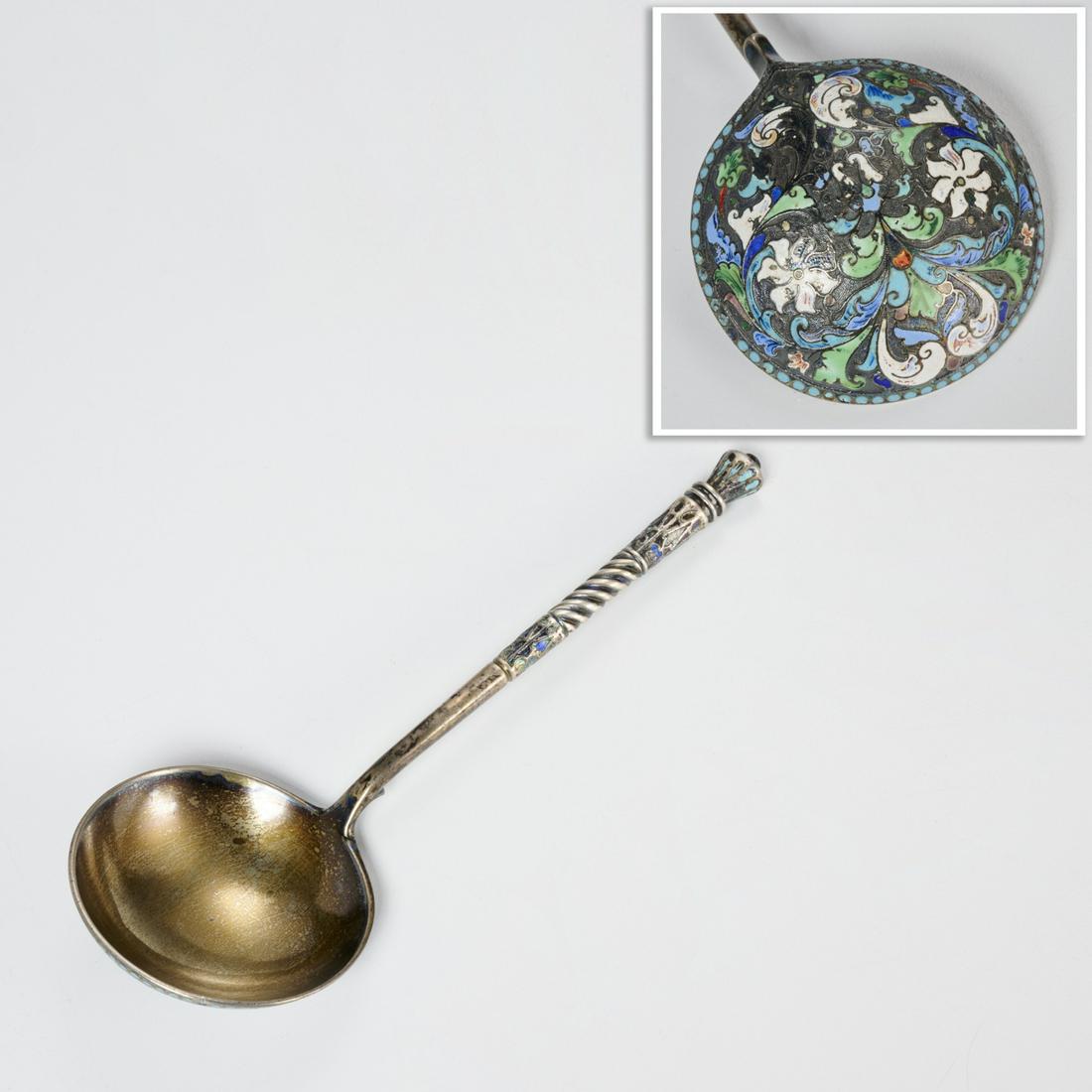 Sergey Shaposhnikov, enameled .84 silver spoon (1 of 3)