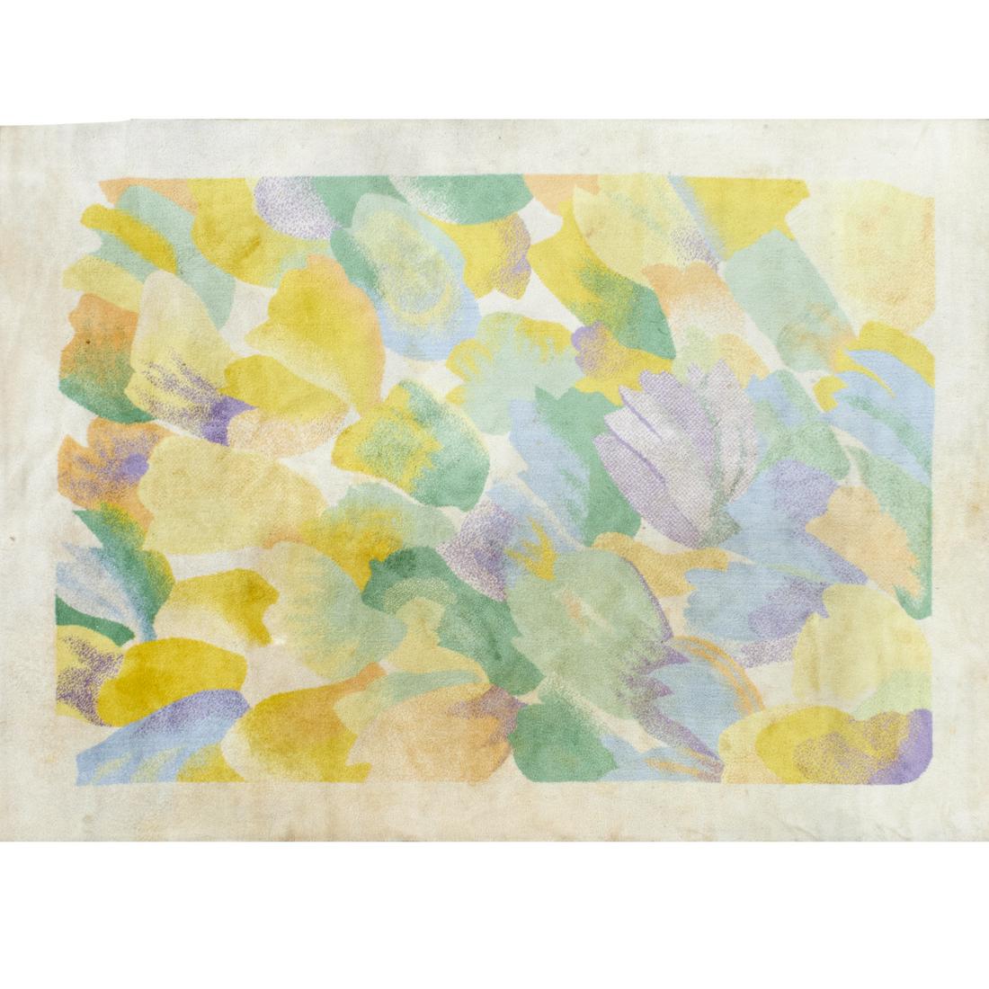 Ole Kortzau for Ege Axminster wool rug: Ole Kortzau for Ege Axminster wool rug, 20th c., Danish blossom carpet, remnant sticker label to underside, approx. 132"l x 96.5"w