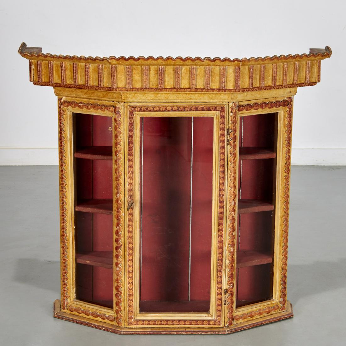 Spanish Colonial painted wall display cabinet (1 of 5)