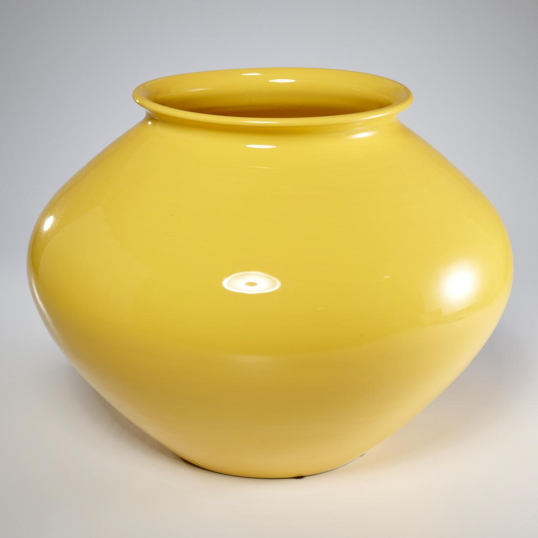 Large Bitossi yellow glazed pottery vase (1 of 5)