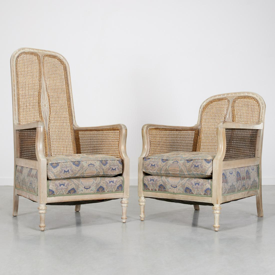 Pair Regency style 'His and Hers' caned bergeres (1 of 10)