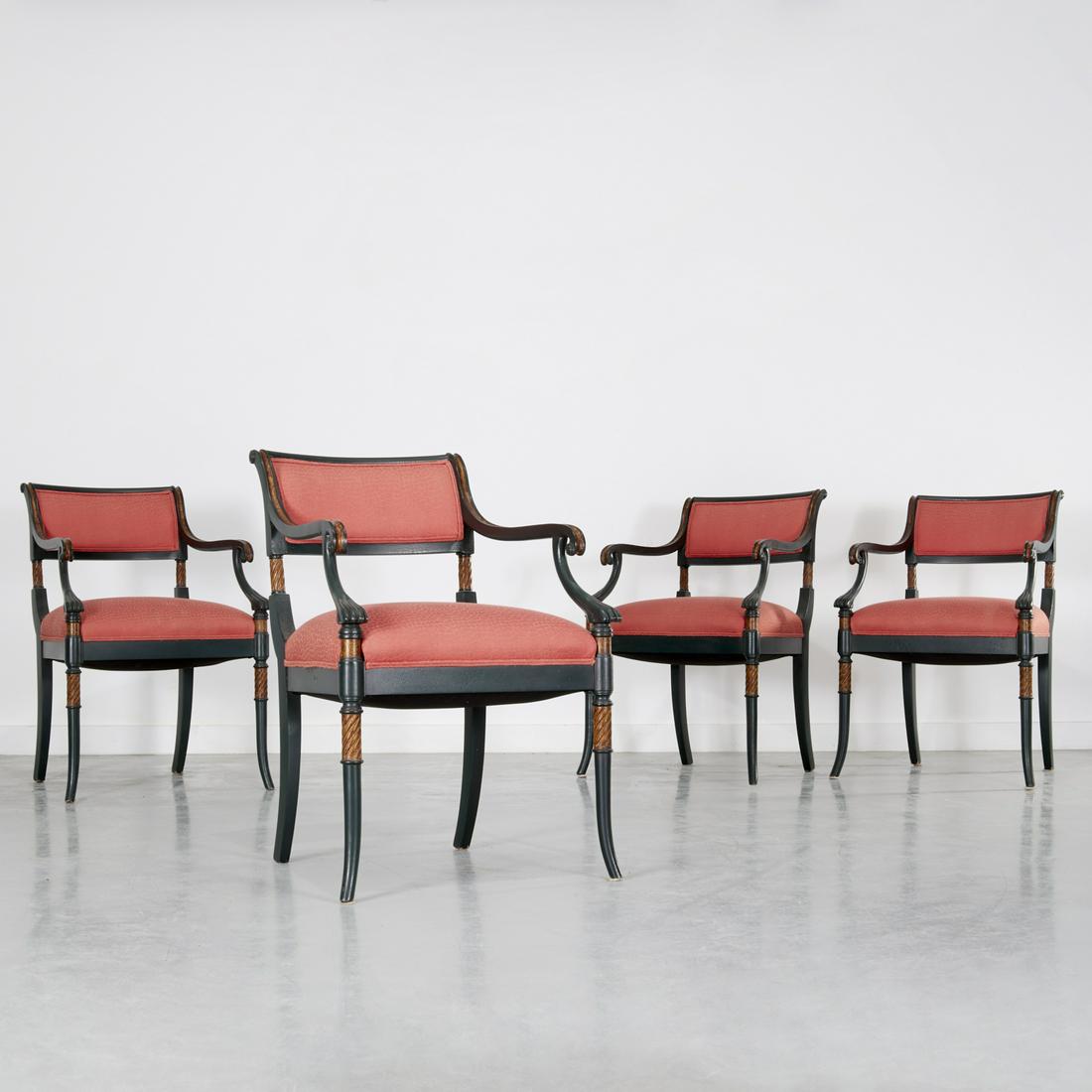 (4) Regency style green painted armchairs (1 of 7)