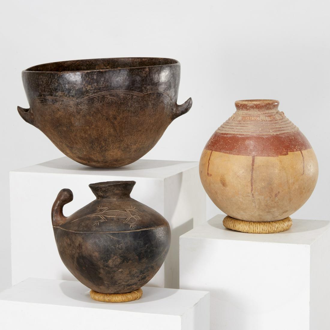 (3) Large African Tribal earthenware vessels (1 of 10)