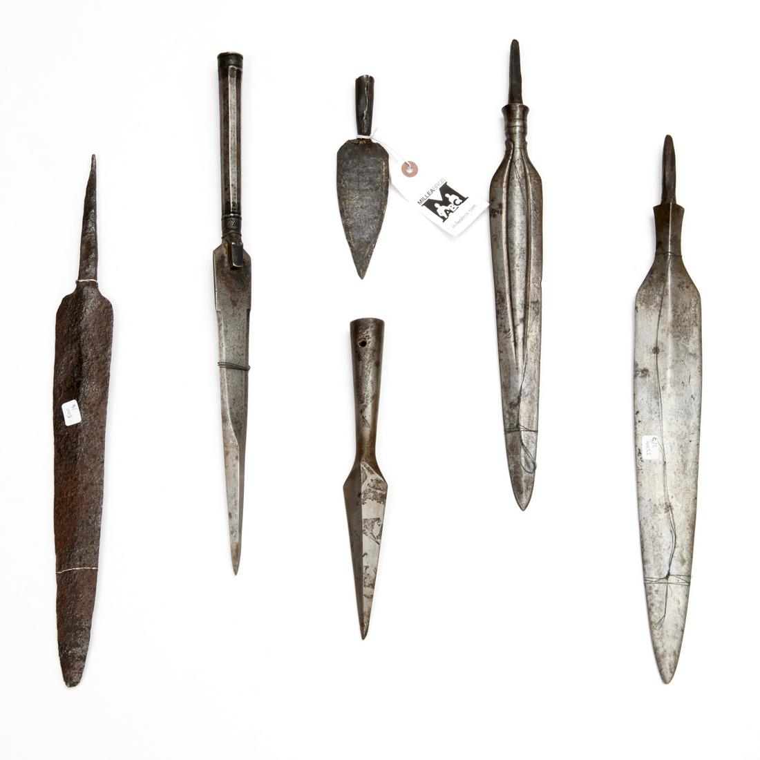 (6) Antique forged iron spear heads, incl. Moro (1 of 5)