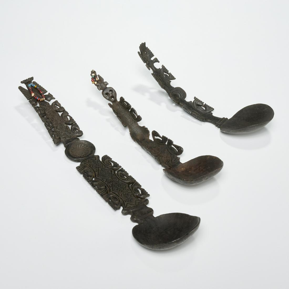 (3) Timor Island carved 'Prestige' spoons (1 of 5)