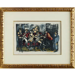 Arbit Blatas, signed lithograph, artist's proof: Arbit Blatas, signed lithograph, artist's proof, Arbit Blatas (Lithuanian, 1908-1999), "The Three-Penny Opera", lithograph in colors, pencil signed and marked "E.A." as an artist's proof, matted and f