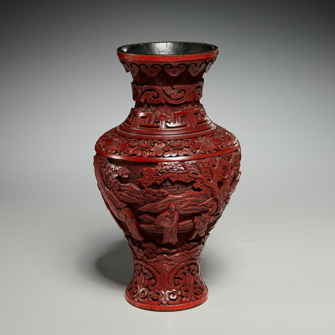 Antique Chinese cinnabar lacquer vase (1 of 9)