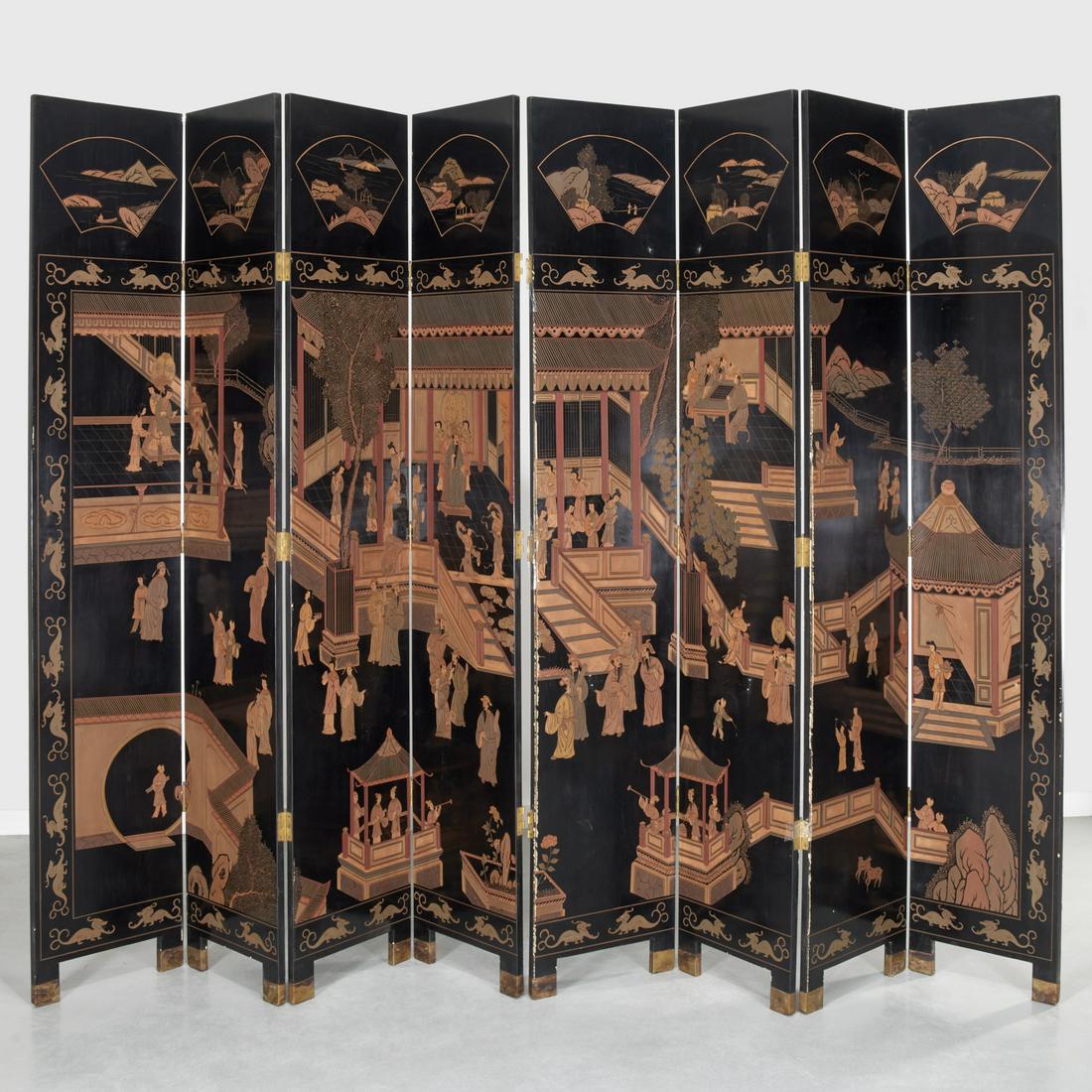 Large Chinese 8-panel coromandel screen (1 of 10)