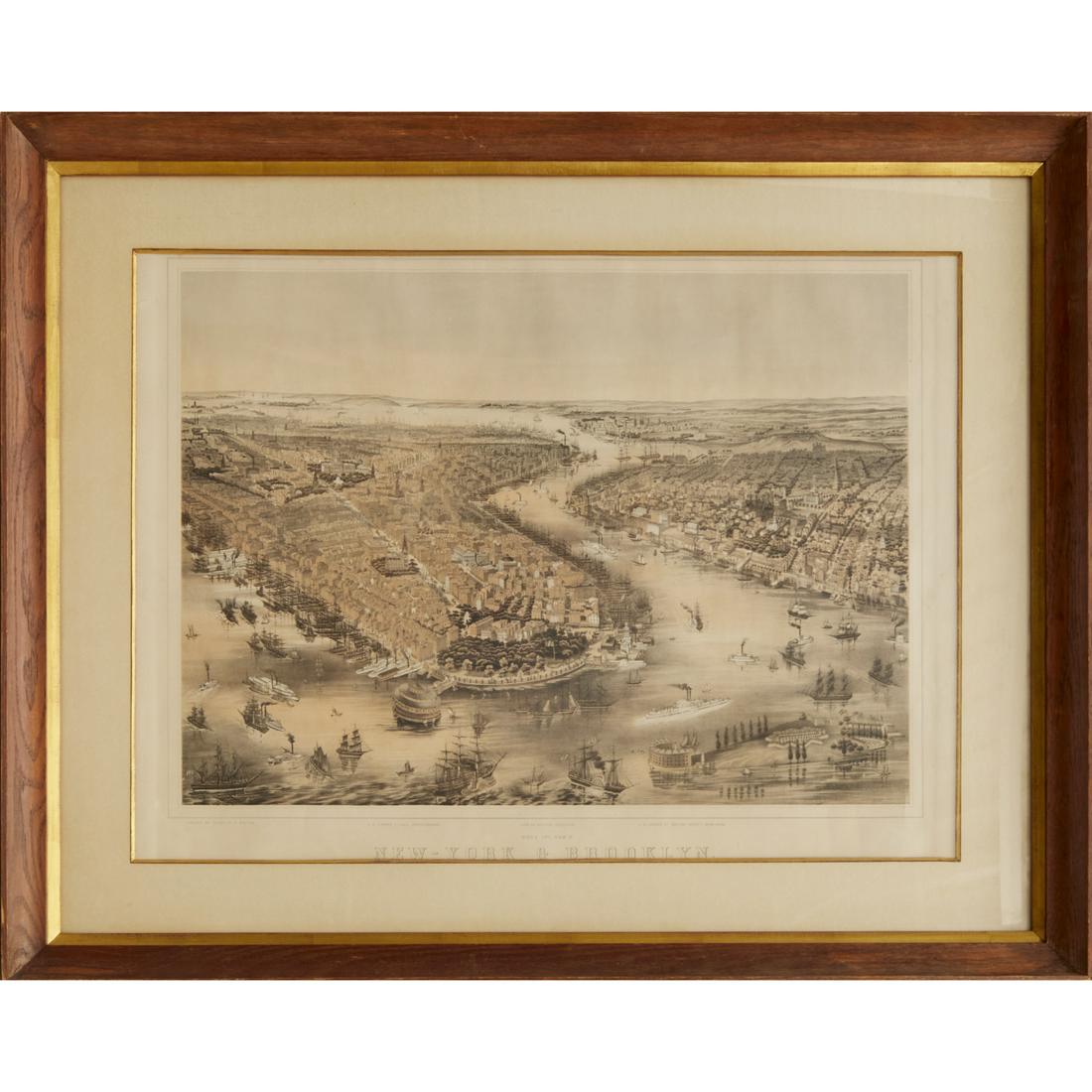 New-York & Brooklyn, color lithograph, c. 1852 (1 of 6)
