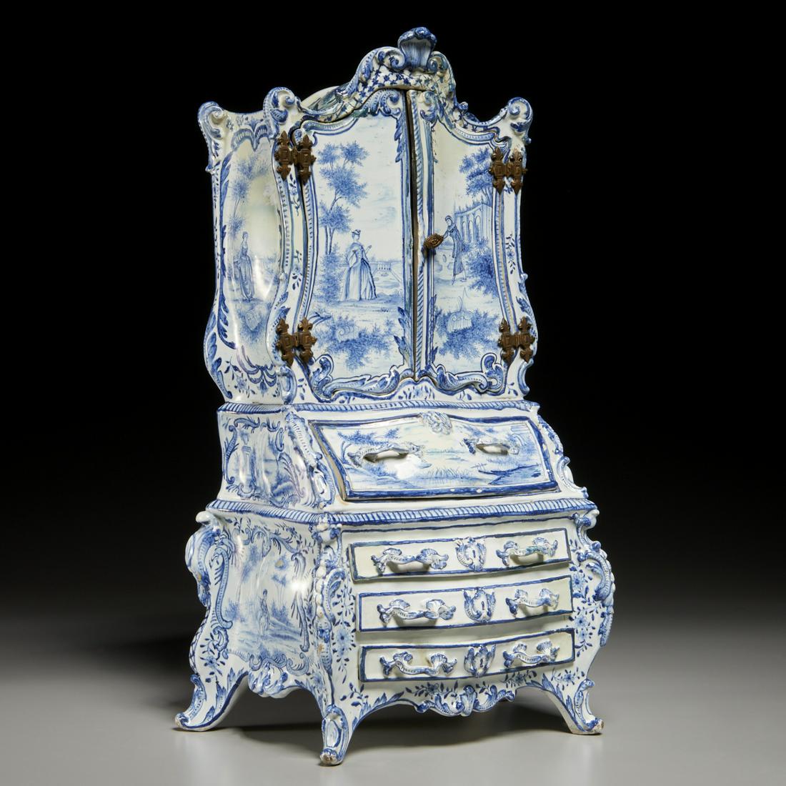 Antique Delft model of a secretaire cabinet (1 of 13)