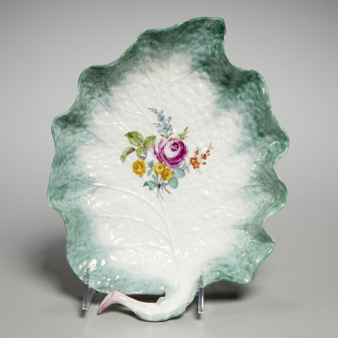 Meissen hand painted cabbage leaf dish (1 of 6)